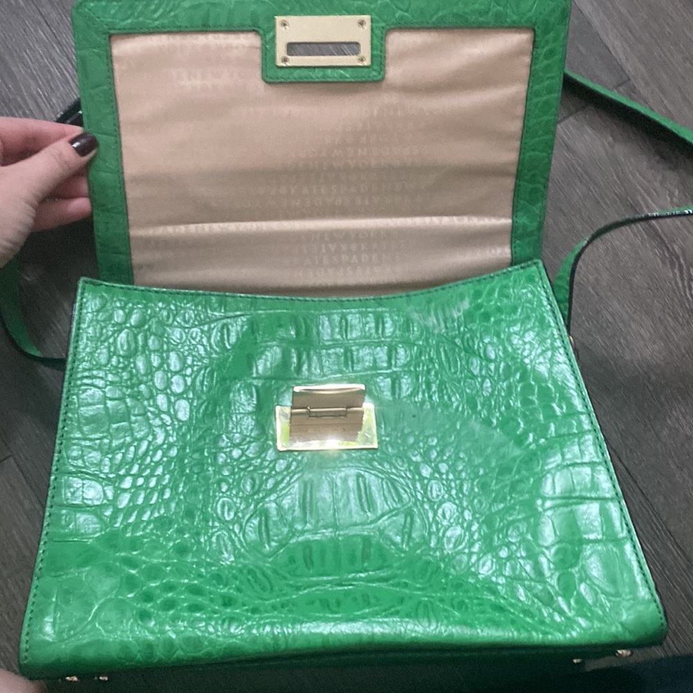 Kate Spade Green Crocodile Leather Darcy top handle - Picture 6 of 16